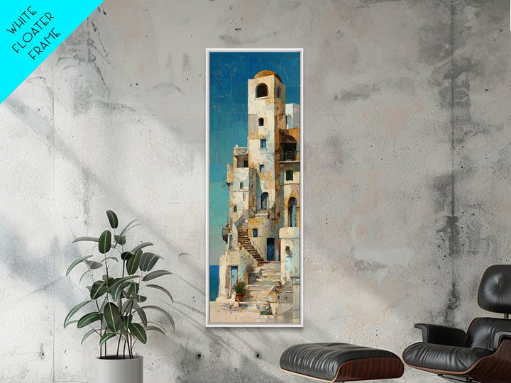 Greek Island White Buildings Above Blue Sea Canvas Print, Mediterranean Art, Art Print, Living Room Decor, Fine Art, Azure, MAR-1x3-85