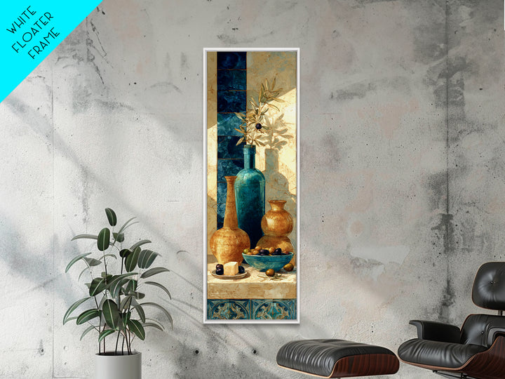 Figs Olives and Cheese Still Life Framed Canvas Print, Mediterranean Art, Printable Art, Living Room Decor, Fine Art, Azure, MAR-1x3-92