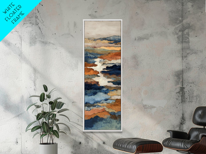 Warm Terra Cotta Abstract Landscape Canvas Print, Mediterranean Art, Travel Poster, Living Room Decor, Watercolor Art, Azure, MAR-1x3-98