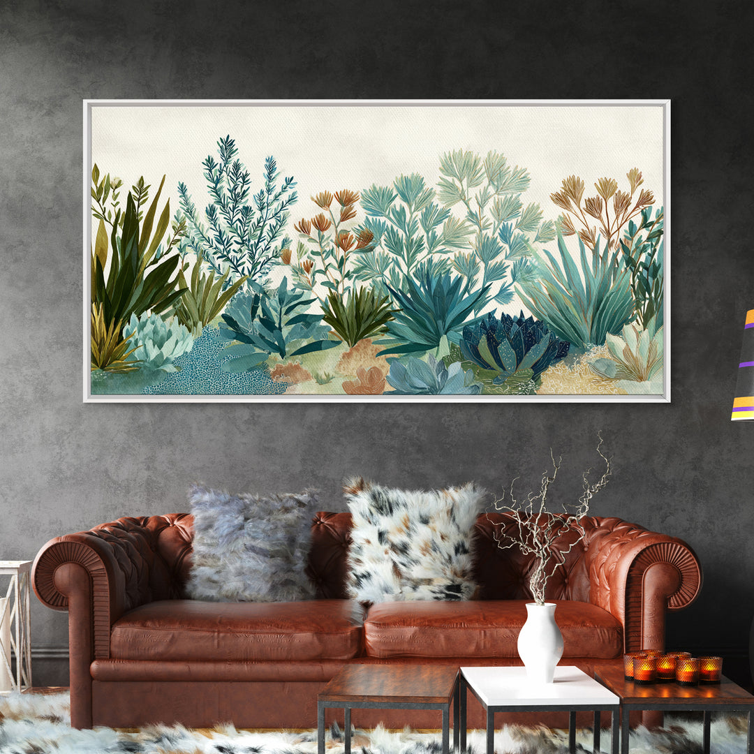 Wild Herbs Rosemary and Thyme Botanical Study Canvas Print, Mediterranean Art, Room Decor, Living Room Decor, Fine Art, Azure, MAR-2x1-44