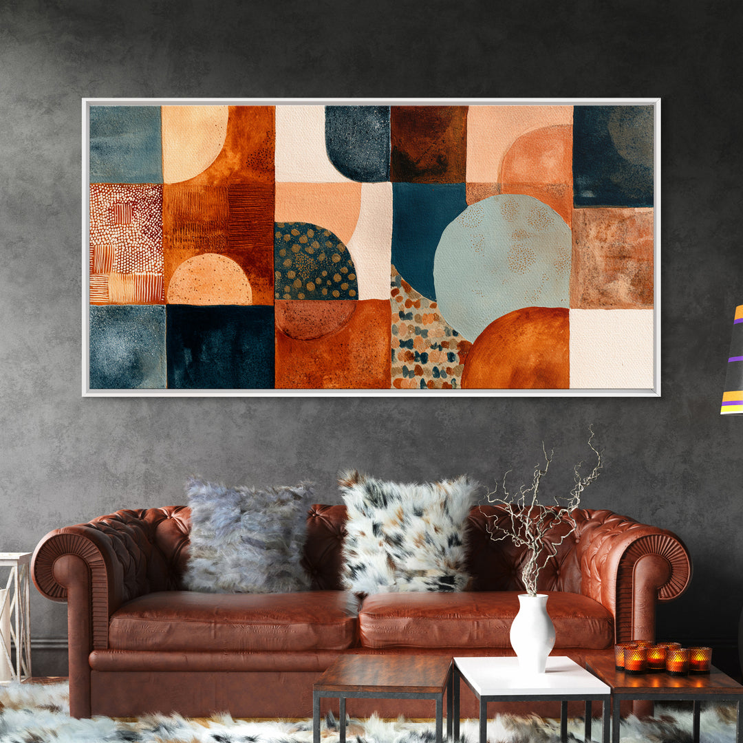 Warm Terra Cotta Abstract Landscape Canvas Print, Mediterranean Art, Room Decor, Living Room Decor, Azure, Printable Art, MAR-2x1-82