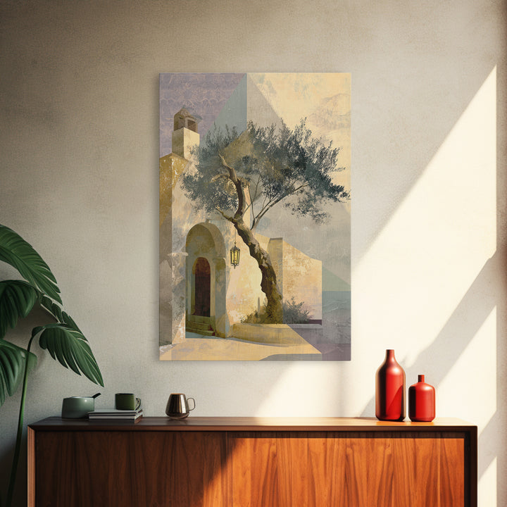 Olive Grove under Pale Morning Light Canvas Print, Mediterranean Art, Minimalist Decor, Living Room Decor, Fine Art, Azure, MAR-2x3-49