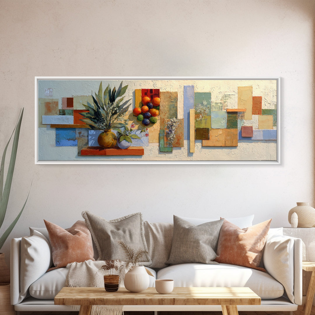 Sunset over Red Tiled Rooftops Framed Canvas Print, Mediterranean Art, Landscape Wall Art, Living Room Decor, Fine Art, Azure, MAR-3x1-15