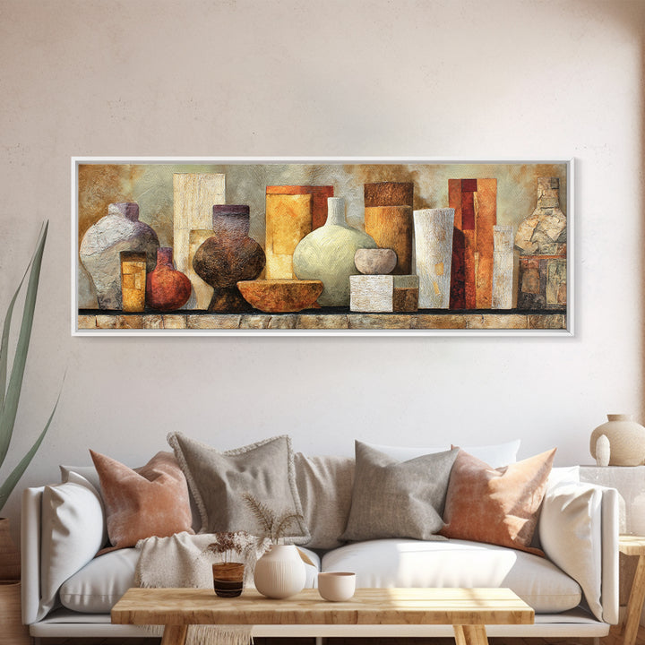 Warm Terra Cotta Abstract Landscape Canvas Print, Mediterranean Art, Room Decor, Living Room Decor, Azure, Printable Art, MAR-3x1-30
