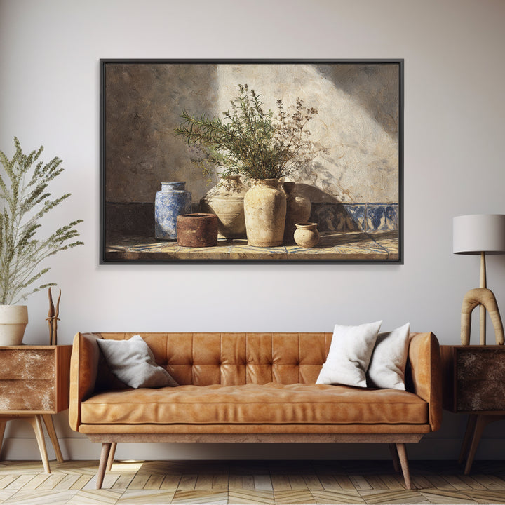 Wild Herbs Rosemary and Thyme Botanical Study Canvas Print, Mediterranean Art, Gallery Wall Art, Living Room Decor, Azure, MAR-3x2-100