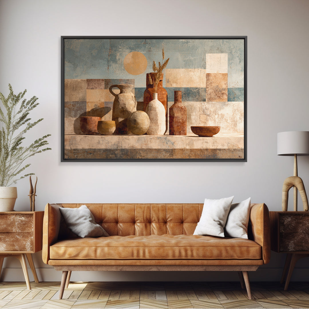Warm Terra Cotta Abstract Landscape Canvas Print, Mediterranean Art, Printable Art, Living Room Decor, Fine Art, Azure, MAR-3x2-66