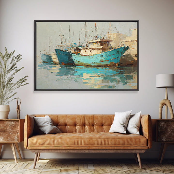 Spanish Tile Ornament Canvas Print, Mediterranean Art, Landscape Painting, Living Room Decor, Fine Art, Azure, Fine Art Print, MAR-3x2-68