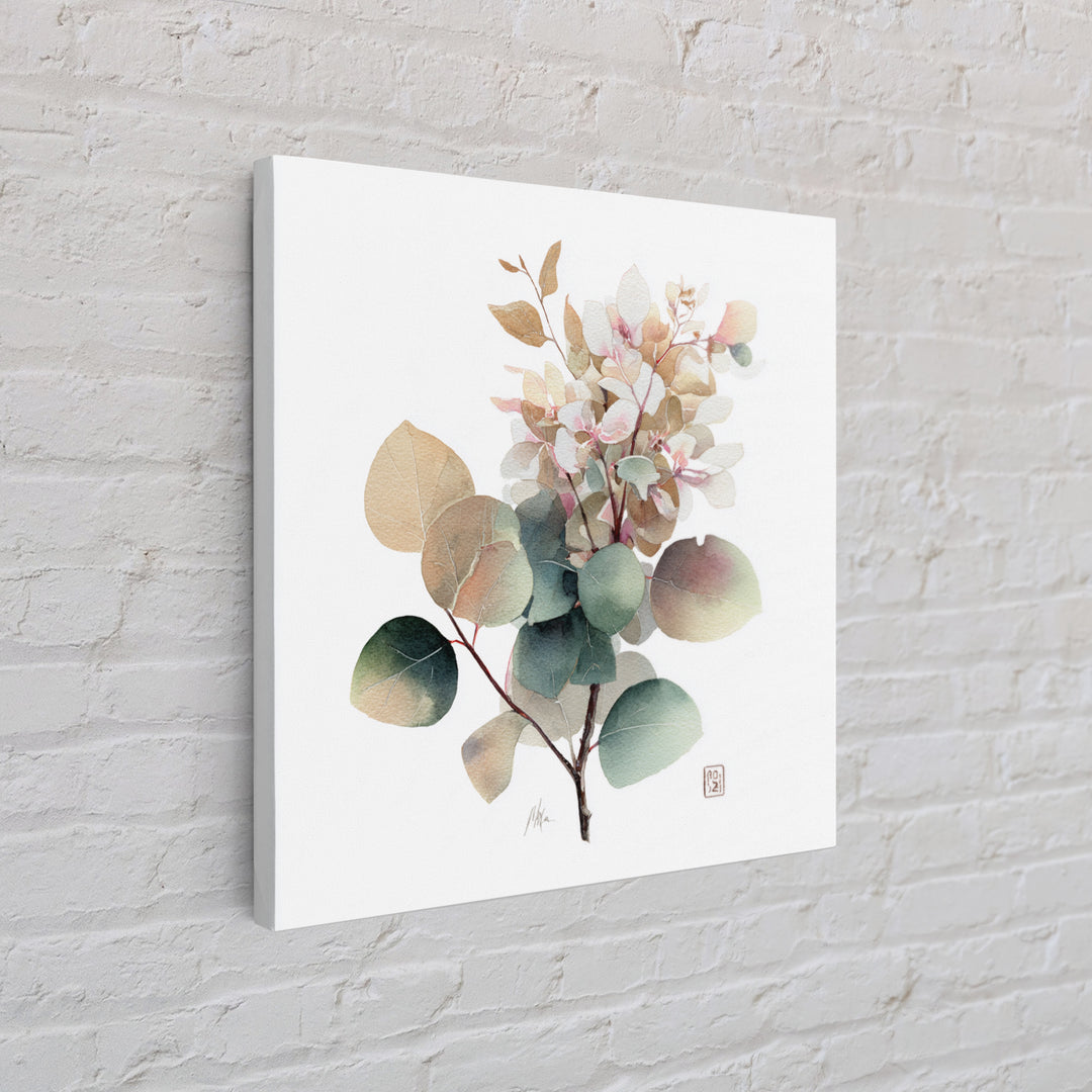 Gentle Eucalyptus Watercolor Branches Framed Canvas Print, Master Bedroom, Art Print, Bedroom Decor, Oil Painting, Sanctuary, MAS-1x1-12