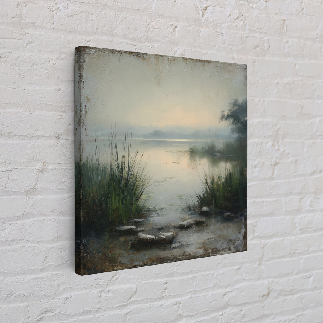 Serene Lake with Pale Morning Reflection Canvas Print, Master Bedroom, Bedroom Prints, Bedroom Decor, Fine Art, Sanctuary, MAS-1x1-31