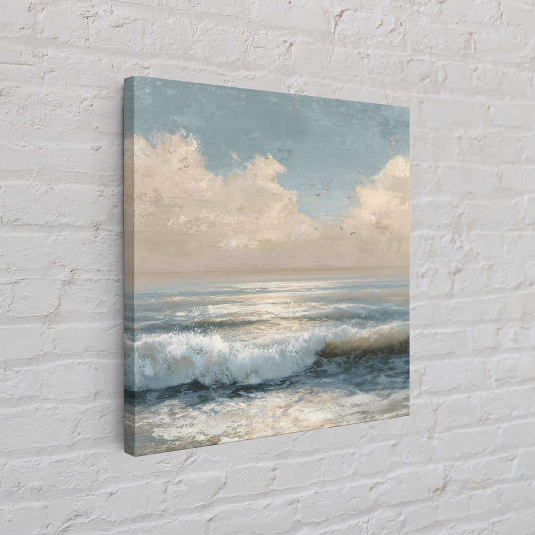 Elegant Moonlit Ocean Horizon Canvas Print, Master Bedroom, Room Decor, Bedroom Decor, Fine Art, Sanctuary, Wall Decal, MAS-1x1-49