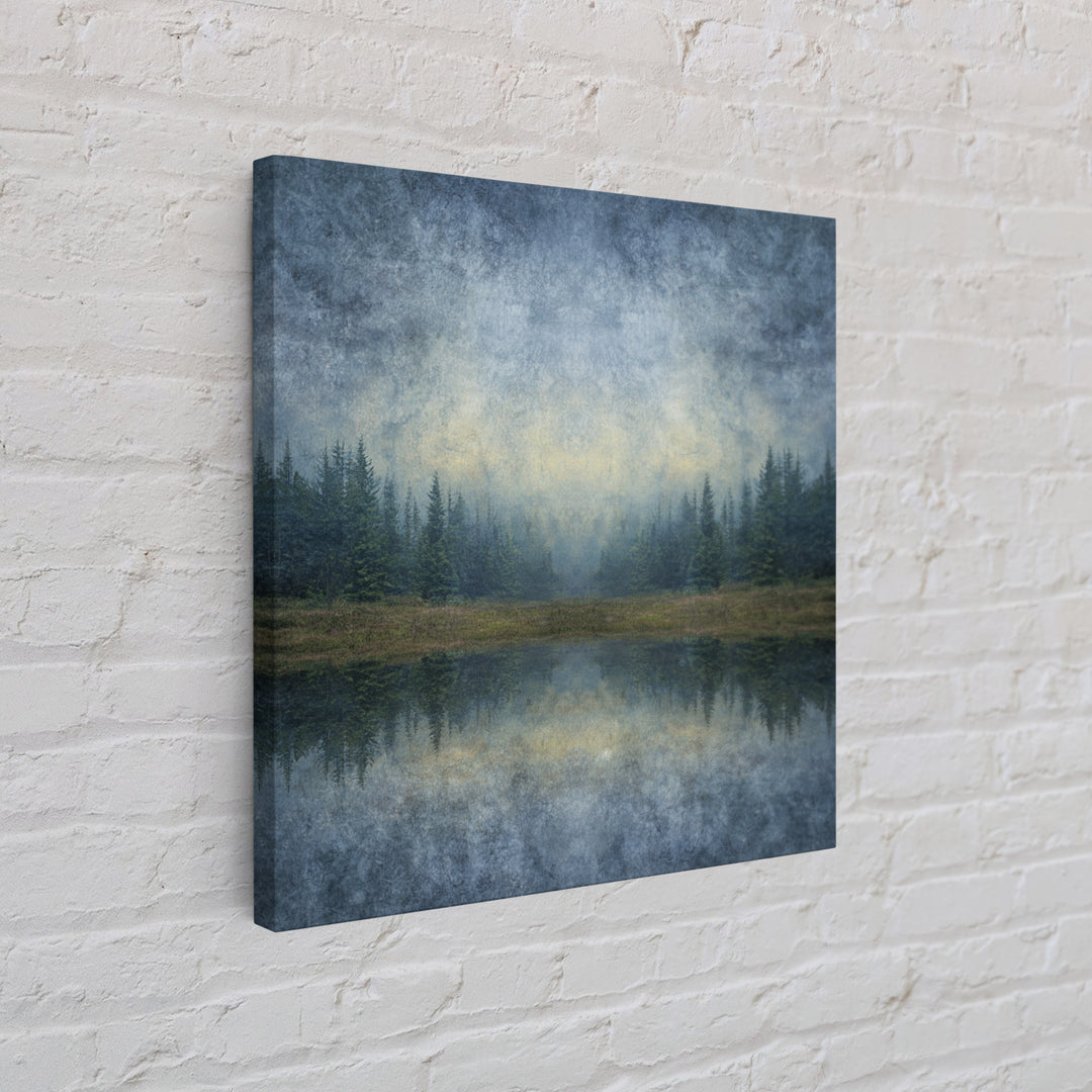 Calm Misty Forest Panorama Framed Canvas Print, Master Bedroom, Bedroom Prints, Bedroom Decor, Sanctuary, Gallery Decor, MAS-1x1-52
