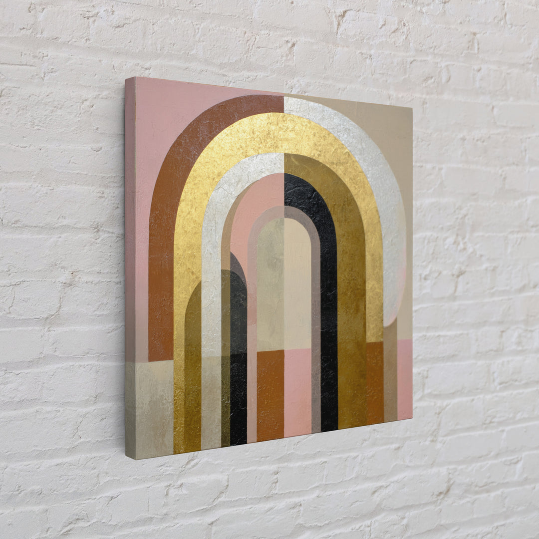 Gold Accented Abstract Arches Framed Canvas Print, Master Bedroom, Fine Art Print, Bedroom Decor, Abstract Art, Sanctuary, MAS-1x1-80