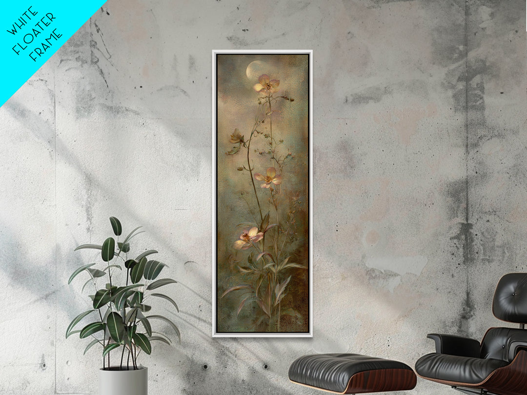 Dreamy Celestial Moon and Botanical Composition Canvas Print, Master Bedroom, Rustic Home Decor, Bedroom Decor, Sanctuary, MAS-1x3-47