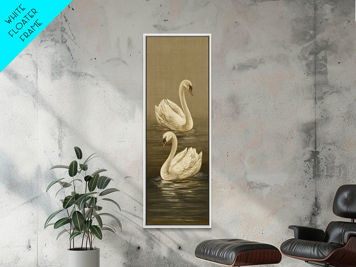 Romantic Swan Pair on Dark Water Canvas Print, Master Bedroom, Set of 2 Prints, Bedroom Decor, Abstract Art, Sanctuary, MAS-1x3-51