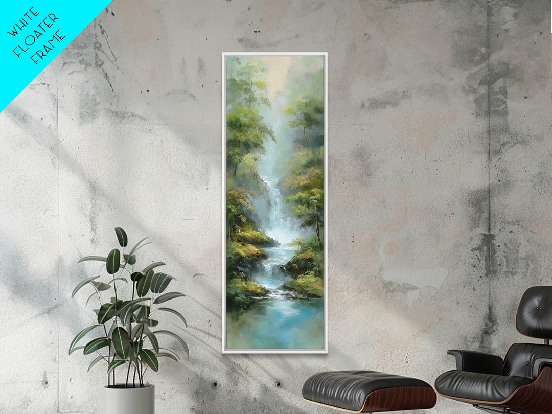 Peaceful Waterfall in Misty Green Forest Canvas Print, Master Bedroom, Printable Art, Bedroom Decor, Fine Art, Sanctuary, MAS-1x3-7