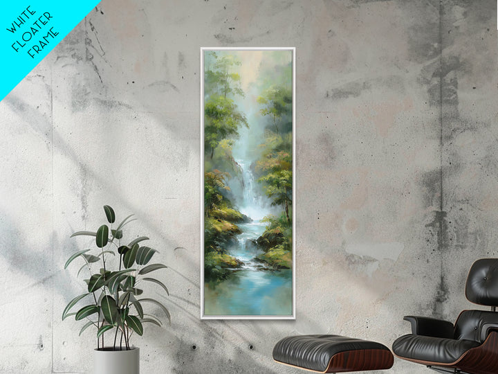 Peaceful Waterfall in Misty Green Forest Canvas Print, Master Bedroom, Printable Art, Bedroom Decor, Fine Art, Sanctuary, MAS-1x3-7
