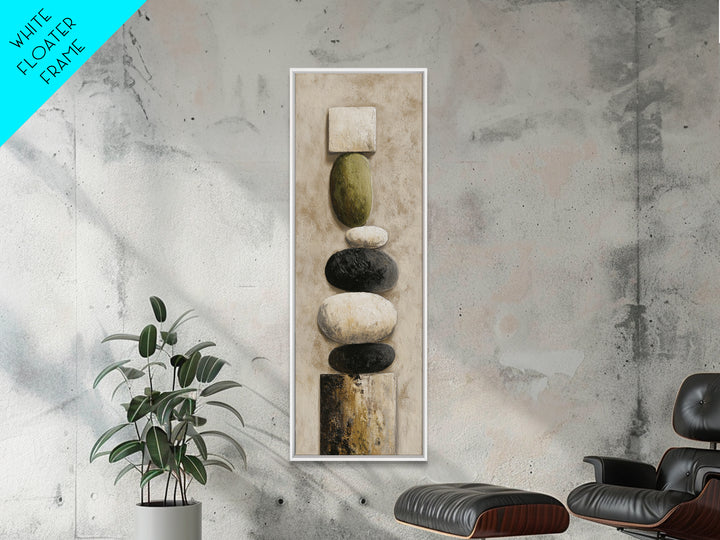 Minimal Stone Shapes Framed Canvas Print, Master Bedroom, Wall Decor Bedroom, Bedroom Decor, Sanctuary, Fine Art Print, MAS-1x3-76