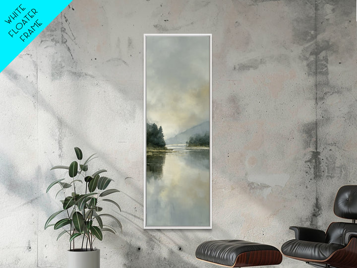 Serene Lake with Pale Morning Reflection Framed Canvas Print, Master Bedroom, Boho Decor, Bedroom Decor, Fine Art, Sanctuary, MAS-1x3-91
