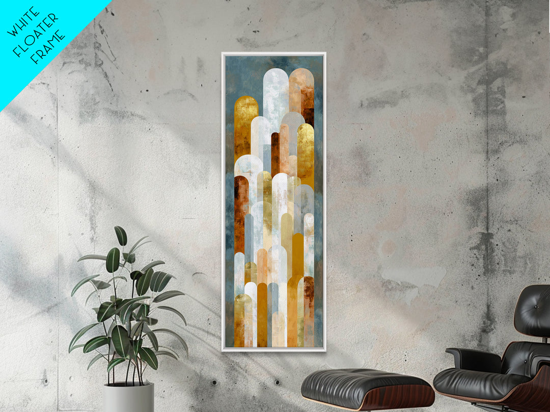 Gold Accented Abstract Arches Framed Canvas Print, Master Bedroom, Signs for Home, Bedroom Decor, Abstract Art, Sanctuary, MAS-1x3-92