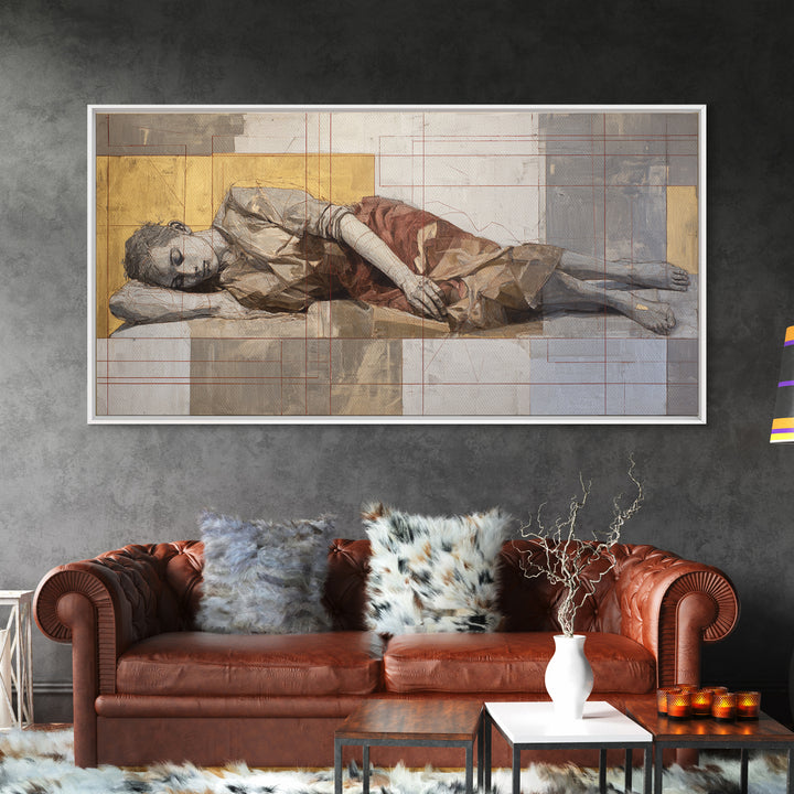 Classical Reclining Figure Implied Through Line Art Canvas Print, Master Bedroom, Room Decor, Bedroom Decor, Sanctuary, MAS-2x1-18