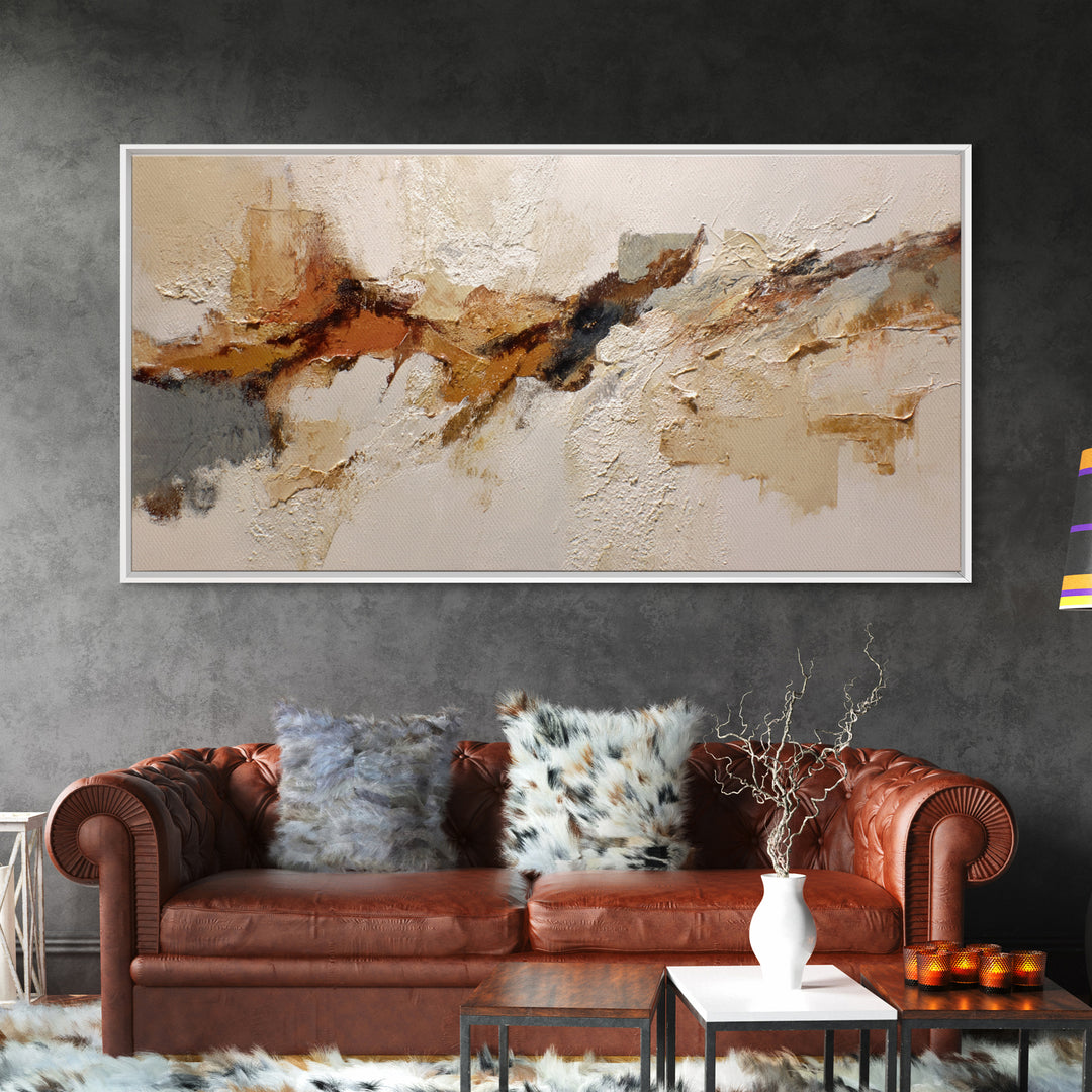 Large Cream Abstract Framed Canvas Print, Master Bedroom, Bedroom Decor, Abstract Art, Sanctuary, Farmhouse Wall Art, MAS-2x1-37