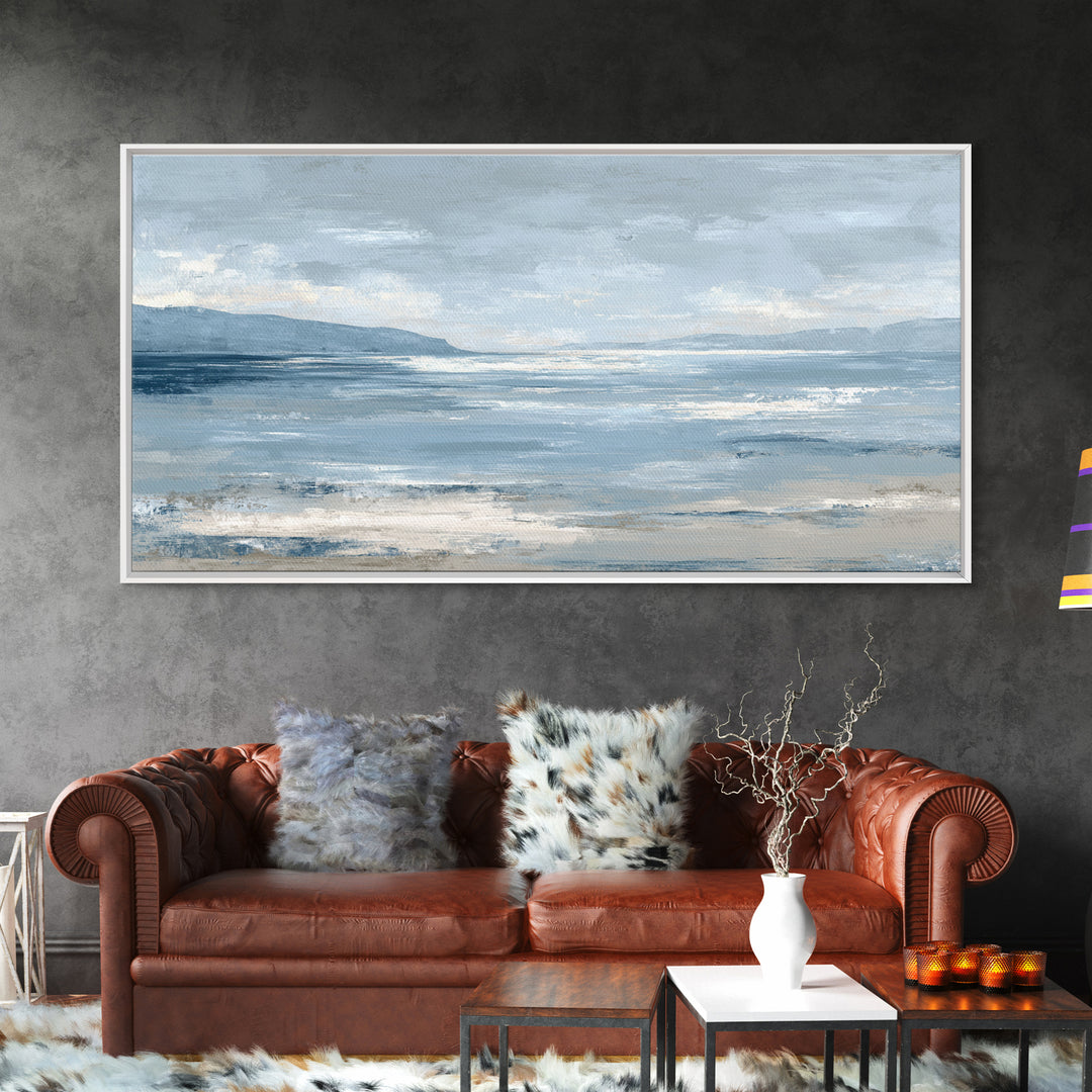 Hotel Coastal Landscape Canvas Print, Master Bedroom, Large Wall Art, Bedroom Decor, Watercolor Art, Sanctuary, Bedroom Prints, MAS-2x1-41