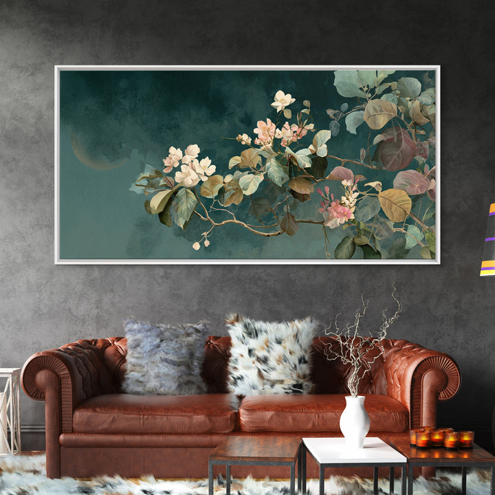 Dreamy Celestial Moon and Botanical Composition Canvas Print, Master Bedroom, Wall Art Prints, Bedroom Decor, Sanctuary, MAS-2x1-7