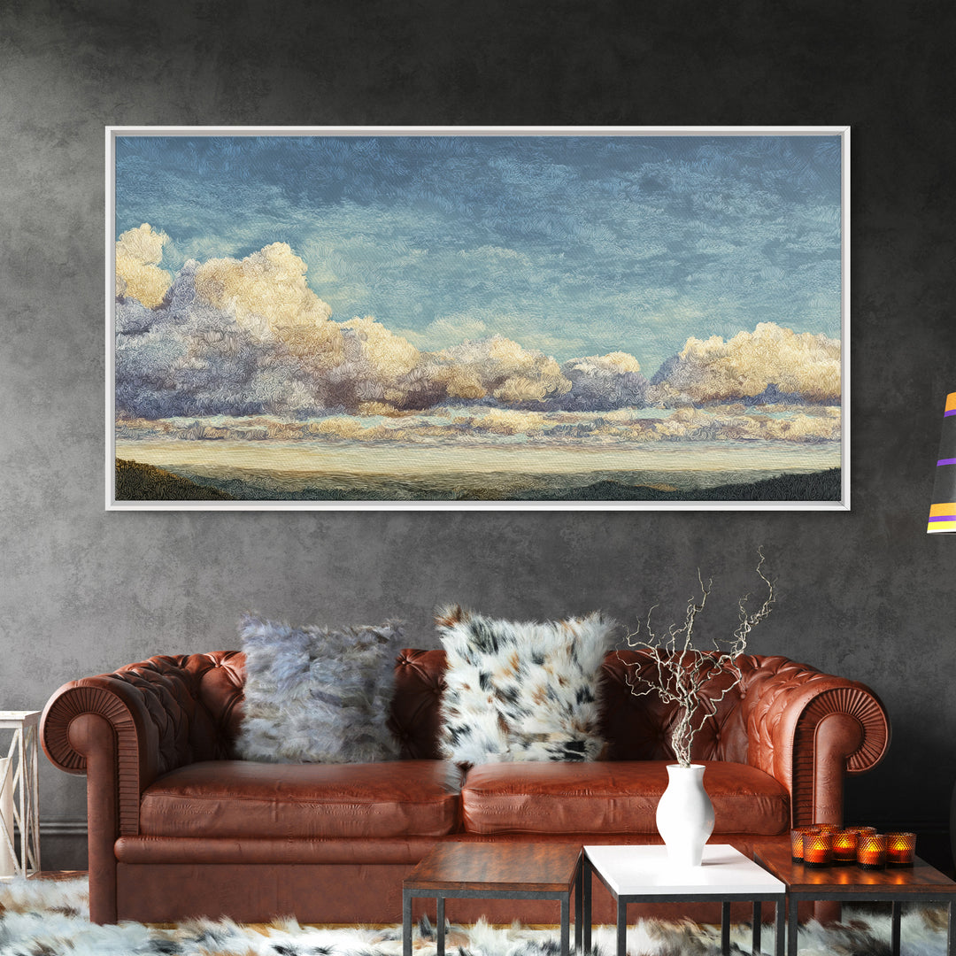 Blush and Taupe Cloudscape Canvas Print, Master Bedroom, Wall Decal, Bedroom Decor, Watercolor Art, Sanctuary, MAS-2x1-74