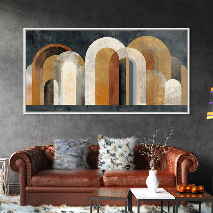Gold Accented Abstract Arches Canvas Print, Master Bedroom, Minimalist Wall Art, Bedroom Decor, Sanctuary, Over Bed Wall Art, MAS-2x1-76