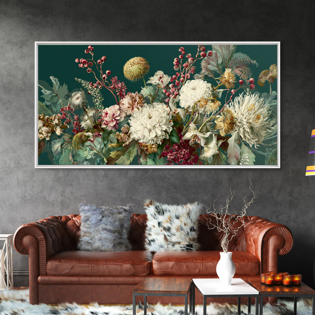Dreamy Celestial Moon and Botanical Composition Canvas Print, Master Bedroom, Vinyl Wall Decal, Bedroom Decor, Sanctuary, MAS-2x1-79