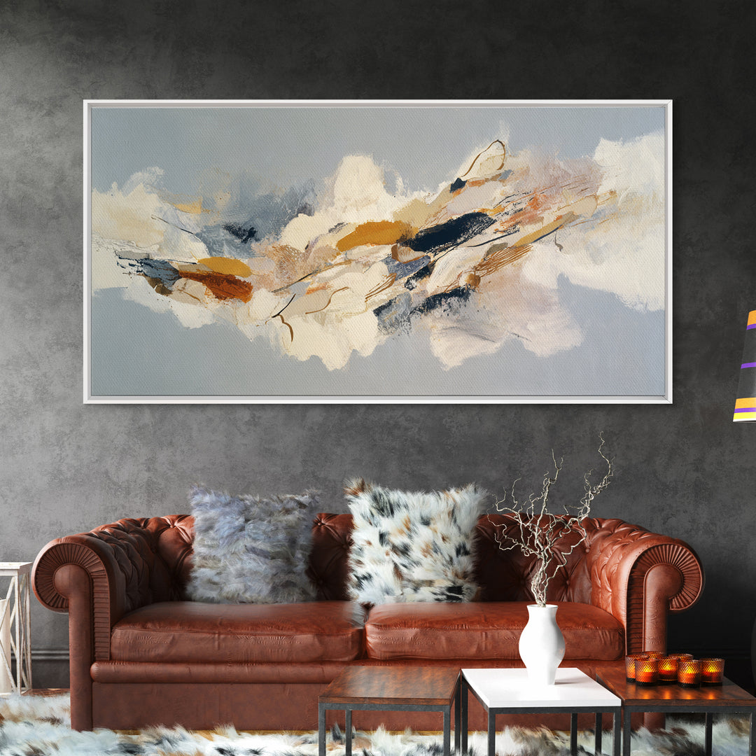 Large Cream Abstract Framed Canvas Print, Master Bedroom, Minimalist Wall Art, Bedroom Decor, Sanctuary, Over Bed Wall Art, MAS-2x1-85