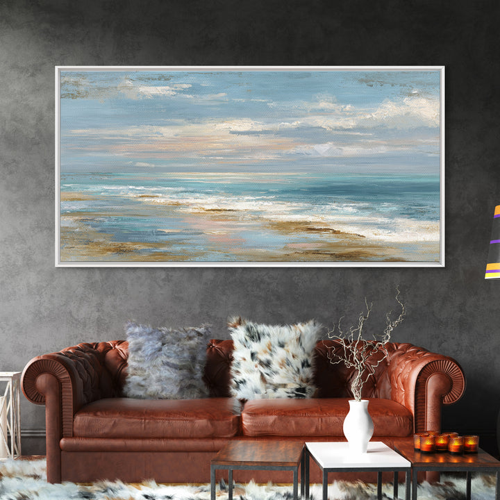 Hotel Coastal Landscape Canvas Print, Master Bedroom, Farmhouse Wall Art, Bedroom Decor, Oil Painting, Sanctuary, MAS-2x1-89
