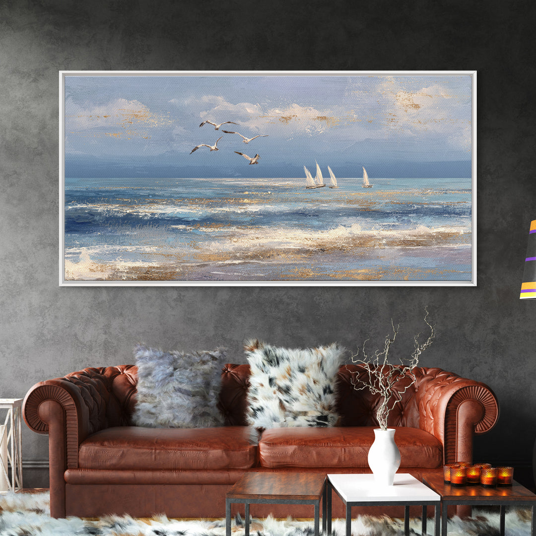 Elegant Moonlit Ocean Horizon Canvas Print, Master Bedroom, Bedroom Prints, Bedroom Decor, Fine Art, Sanctuary, Gallery Decor, MAS-2x1-93
