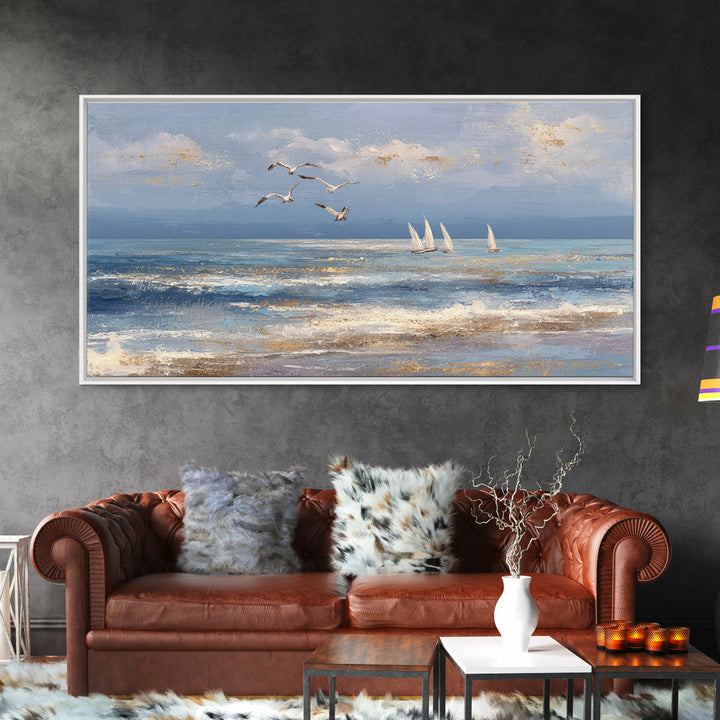 Elegant Moonlit Ocean Horizon Canvas Print, Master Bedroom, Bedroom Prints, Bedroom Decor, Fine Art, Sanctuary, Gallery Decor, MAS-2x1-93