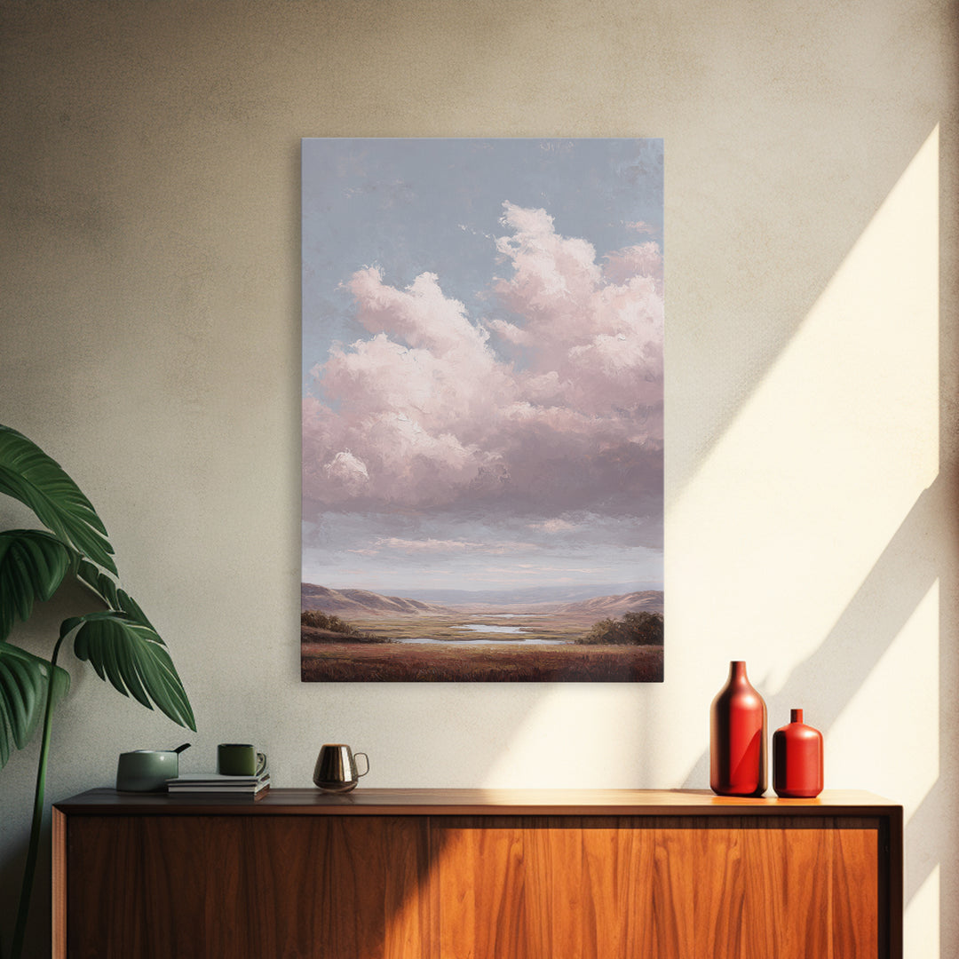 Blush and Taupe Cloudscape Canvas Print, Master Bedroom, Wall Art, Bedroom Decor, Oil Painting, Sanctuary, Bedroom Wall Art, MAS-2x3-14