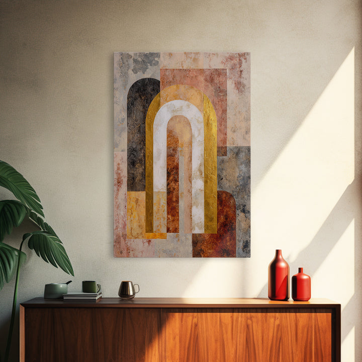 Gold Accented Abstract Arches Canvas Print, Master Bedroom, Gallery Decor, Bedroom Decor, Fine Art, Sanctuary, Wall Art, MAS-2x3-16