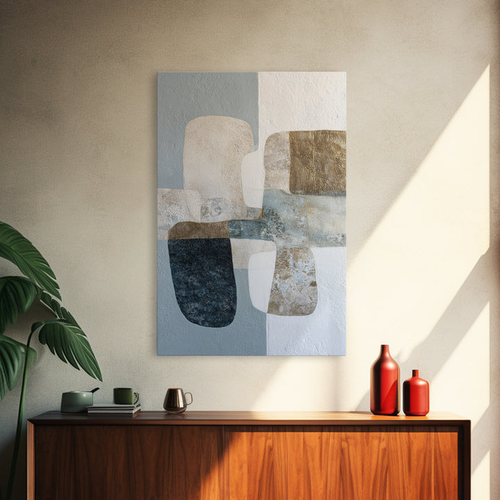 Minimal Stone Shapes Framed Canvas Print, Master Bedroom, Modern Decor, Bedroom Decor, Abstract Art, Sanctuary, Wall Decor, MAS-2x3-24