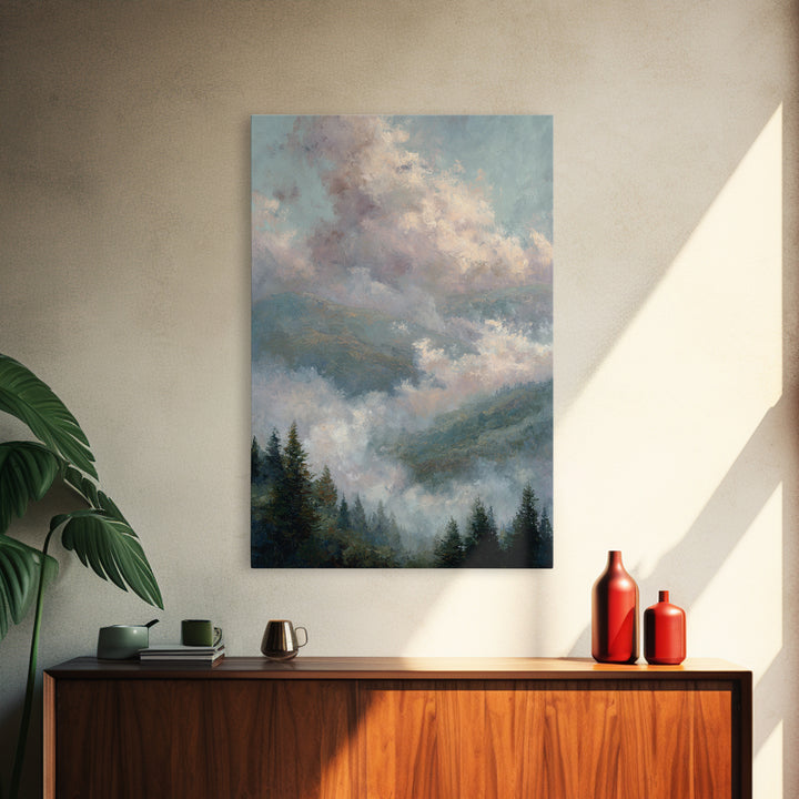 Blush and Taupe Cloudscape Framed Canvas Print, Master Bedroom, Large Wall Art, Bedroom Decor, Sanctuary, Bedroom Prints, MAS-2x3-38