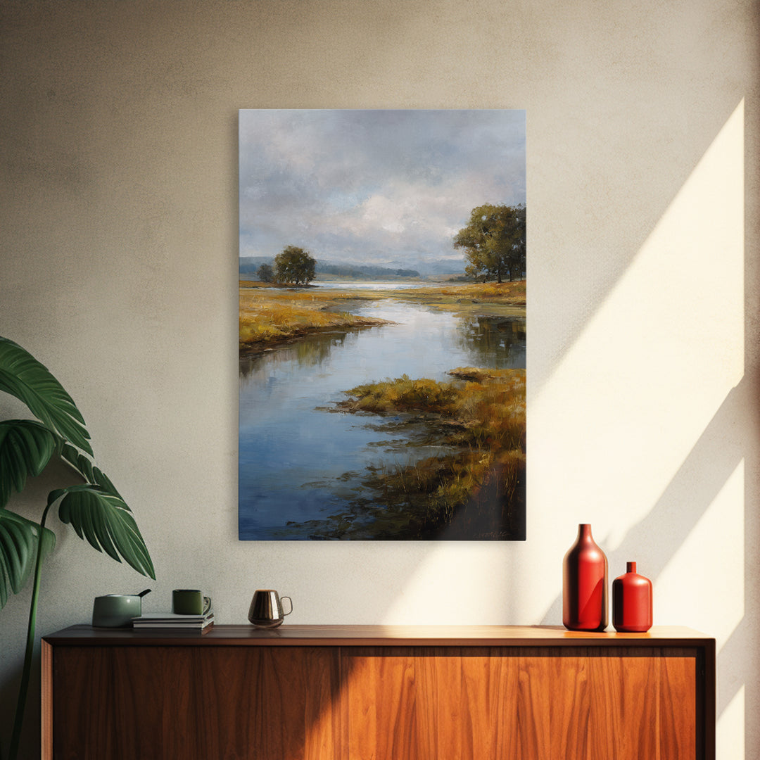 Serene Lake with Pale Morning Reflection Canvas Print, Master Bedroom, Printable Art, Bedroom Decor, Fine Art, Sanctuary, MAS-2x3-39