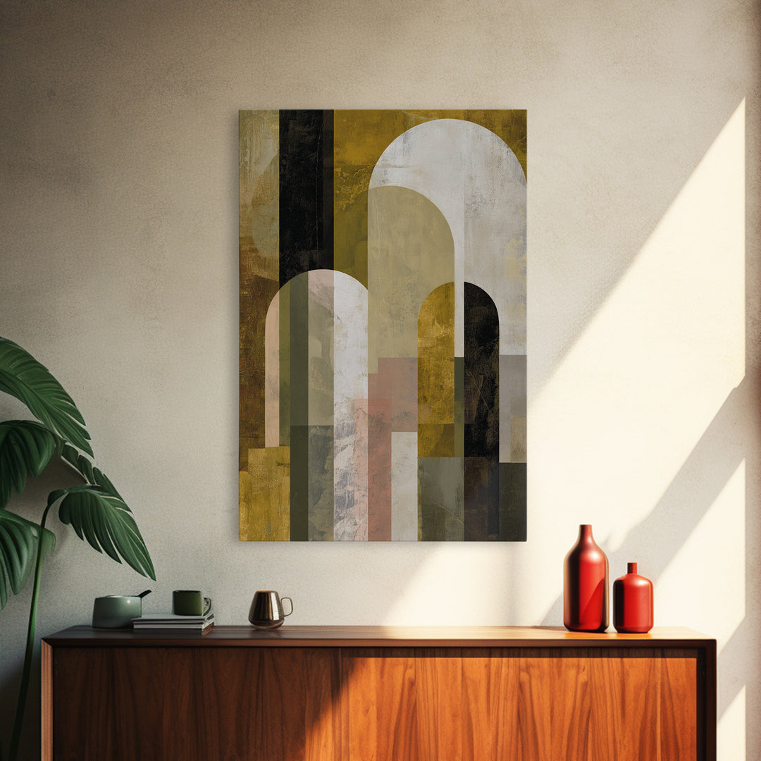 Gold Accented Abstract Arches Canvas Print, Master Bedroom, Contemporary Art, Bedroom Decor, Abstract Art, Sanctuary, MAS-2x3-40