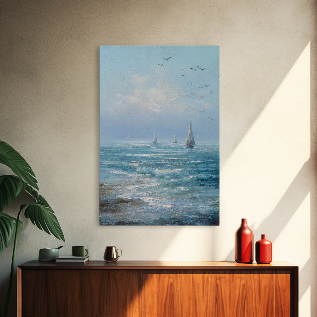 Hotel Coastal Landscape Framed Canvas Print, Master Bedroom, Farmhouse Wall Decor, Bedroom Decor, Fine Art, Sanctuary, MAS-2x3-53