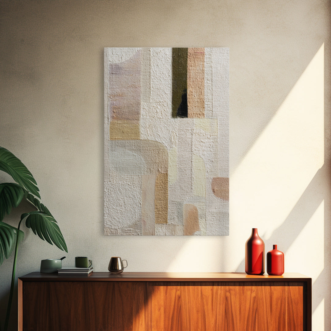 Soft Abstract Linen Texture Framed Canvas Print, Master Bedroom, Farmhouse Wall Decor, Bedroom Decor, Abstract Art, Sanctuary, MAS-2x3-59