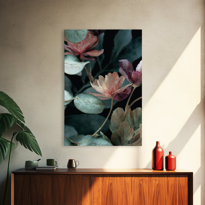 Dreamy Celestial Moon and Botanical Composition Canvas Print, Master Bedroom, Minimalist Wall Art, Bedroom Decor, Sanctuary, MAS-2x3-67