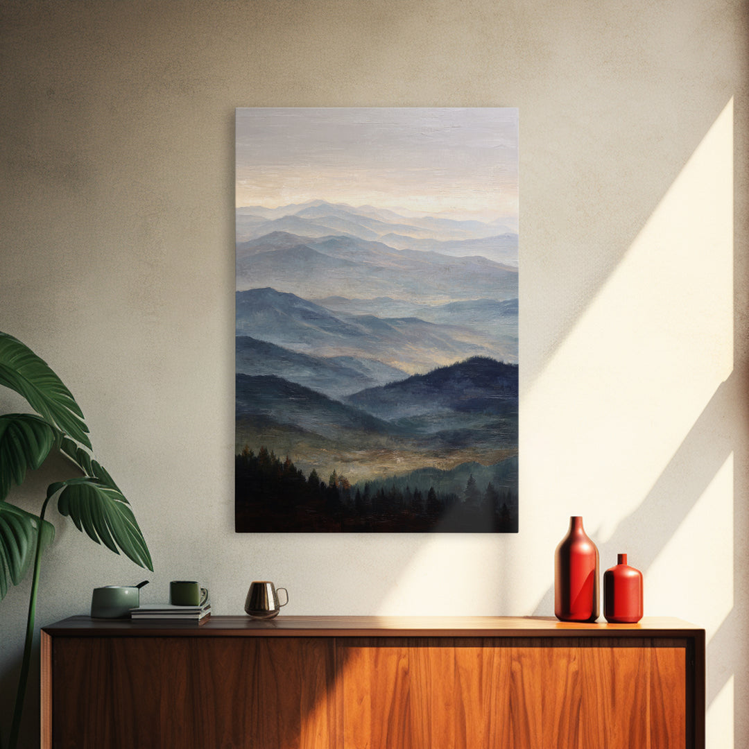 Soft Mountain Ridge Framed Canvas Print, Master Bedroom, Bedroom Prints, Bedroom Decor, Fine Art, Sanctuary, Gallery Decor, MAS-2x3-69