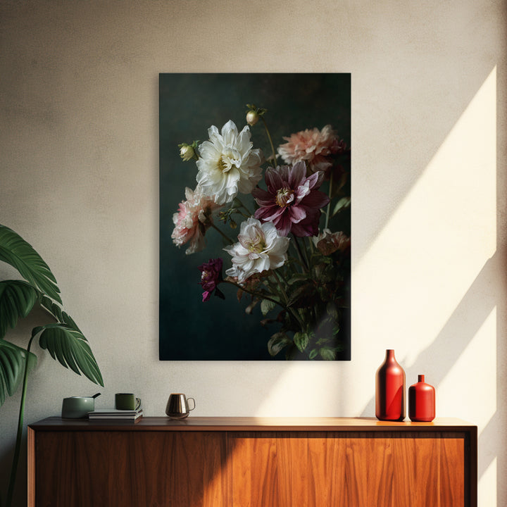 Night Garden with Pale Flowers and Stars Canvas Print, Master Bedroom, Fine Art Print, Bedroom Decor, Watercolor Art, Sanctuary, MAS-2x3-7
