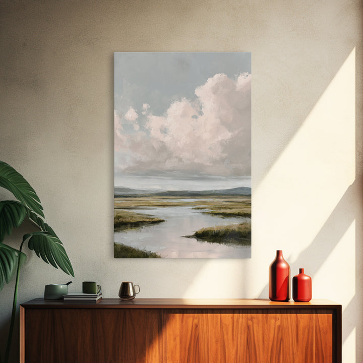Blush and Taupe Cloudscape Canvas Print, Master Bedroom, Canvas Print, Bedroom Decor, Abstract Art, Sanctuary, MAS-2x3-86