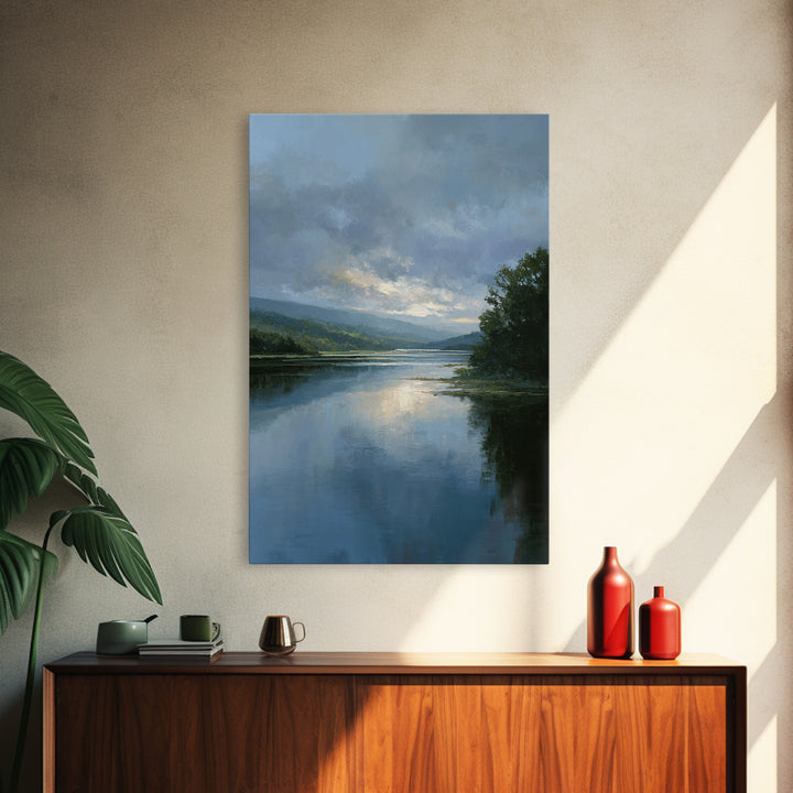 Serene Lake with Pale Morning Reflection Canvas Print, Master Bedroom, Above Bed Wall Decor, Bedroom Decor, Sanctuary, MAS-2x3-87