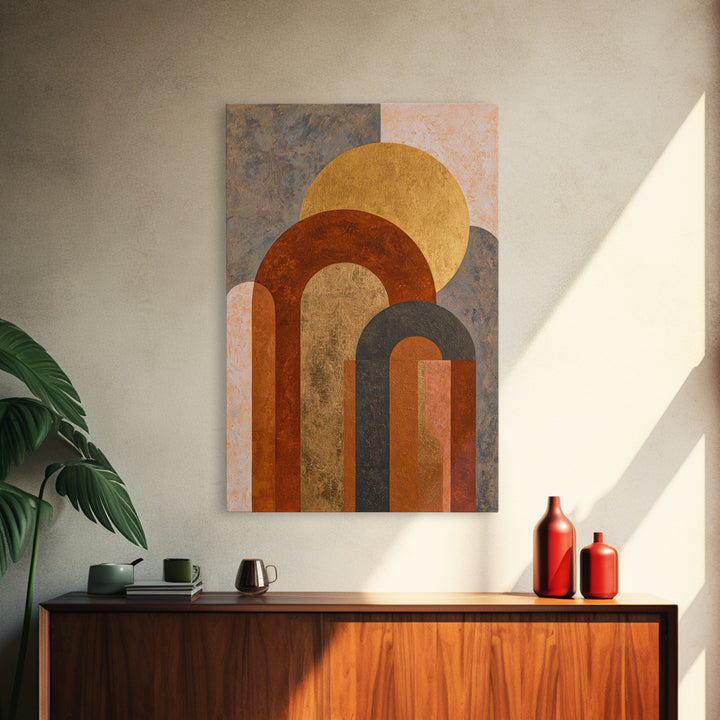 Gold Accented Abstract Arches Framed Canvas Print, Master Bedroom, Minimalist Wall Art, Bedroom Decor, Fine Art, Sanctuary, MAS-2x3-88