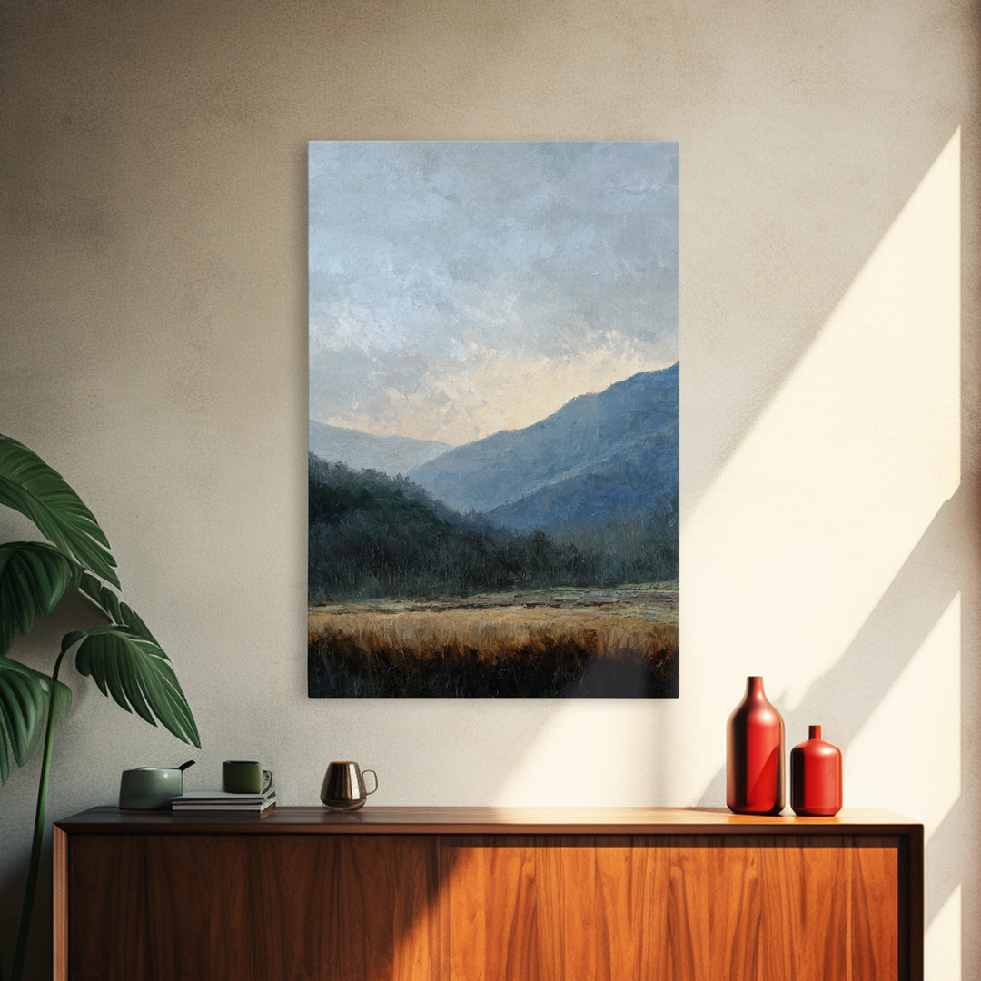 Soft Mountain Ridge Framed Canvas Print, Master Bedroom, Bedroom Prints, Bedroom Decor, Fine Art, Sanctuary, Gallery Decor, MAS-2x3-93