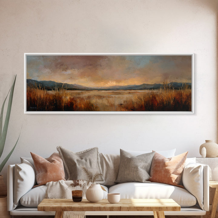 Quiet Desert Dusk Framed Canvas Print, Master Bedroom, Printable Art, Bedroom Decor, Fine Art, Sanctuary, Wall Art Bedroom, MAS-3x1-2